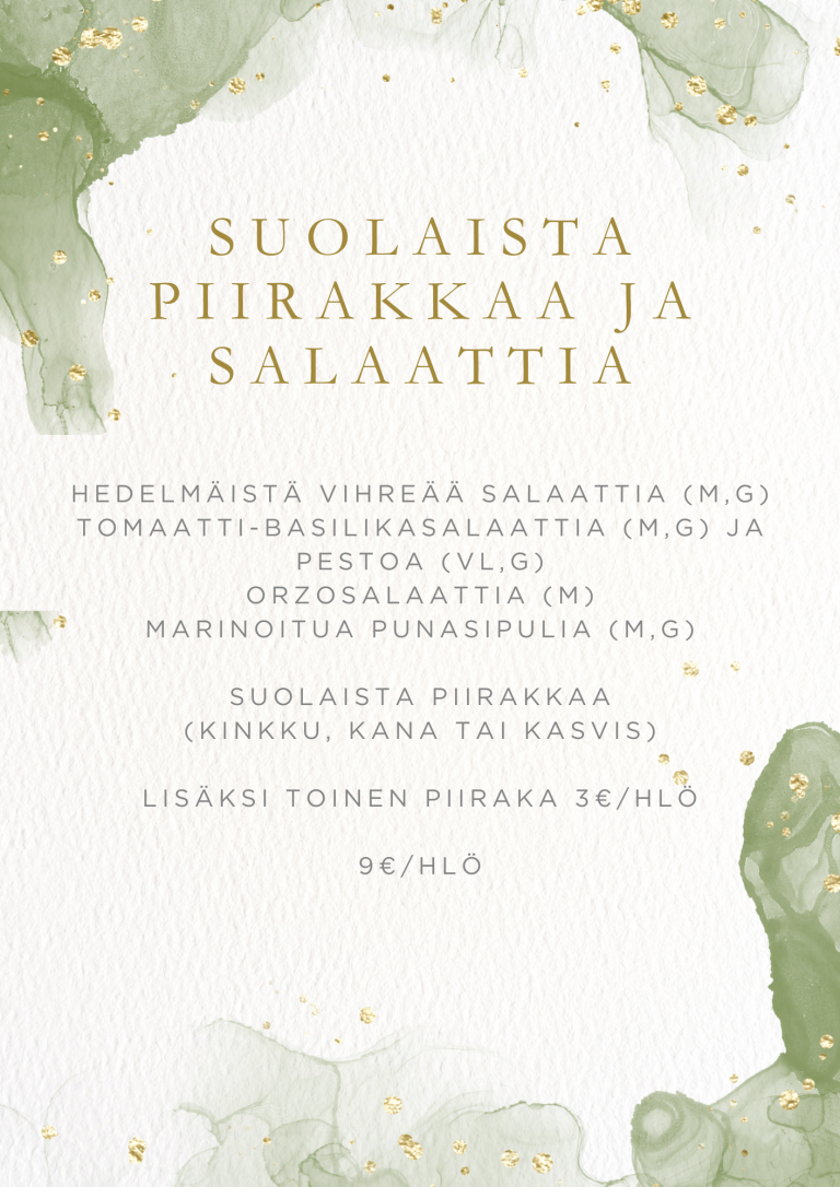 Menuvaihtoehdot suolaistapiirakkaa